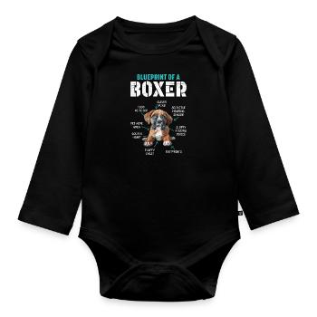 Boxer allemand PLAN D’UN BOXER Drôle - Body Bébé bio manches longues - noir - Devant