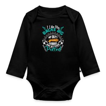 Fleischliebhaber I LIKE MY RACKS BIG PULLED PORK - Baby Bio-Langarm-Body - Schwarz - Vorne