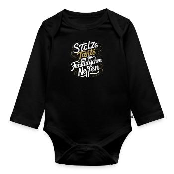Stolze Tante Neffen Liebe Familie Ehre Freude - Baby Bio-Langarm-Body - Schwarz - Vorne