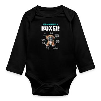 German Boxer COMPONENTS OF A BOXER Funny - Organic Longsleeve Baby Bodysuit - black - Front
