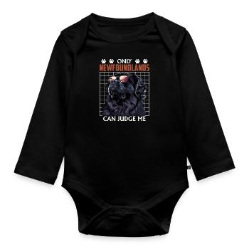 Neufundländer ONLY NEWFOUNDLANDS CAN JUDGE ME - Organic Longsleeve Baby Bodysuit - black - Front