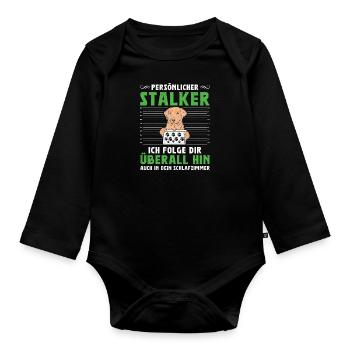 Labrador Owner PERSONAL STALKER Funny - Organic Longsleeve Baby Bodysuit - black - Front