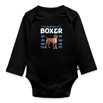 Propriétaire d'un boxeur ANATOMIE D'UN BOXEUR Drôle Allemand - Body Bébé bio manches longues - noir - Devant