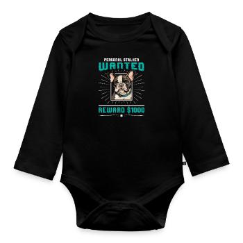 Frenchie PERSONAL STALKER RECHERCHÉ $1000 - Body Bébé bio manches longues - noir - Devant