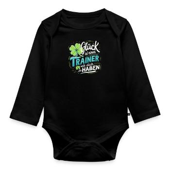 Glück-Trainer Danke Coach Trainerin Dankeschön - Baby Bio-Langarm-Body - Schwarz - Vorne