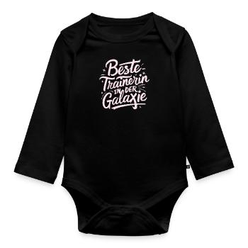 Beste Trainerin Galaxie Danke Coach Fitness - Baby Bio-Langarm-Body - Schwarz - Vorne