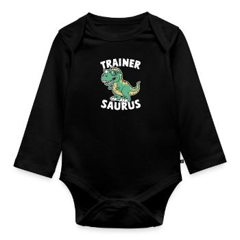 Trainer-Saurus Lustig Danke Coach Fitness Training - Baby Bio-Langarm-Body - Schwarz - Vorne