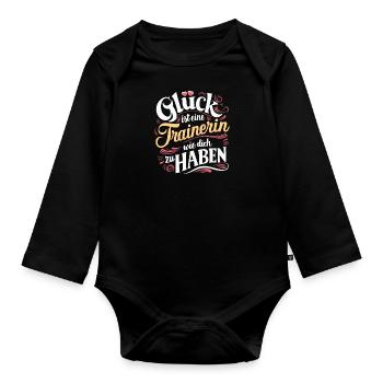 Danke Trainerin Glück Coach Dankeschön Fitness - Baby Bio-Langarm-Body - Schwarz - Vorne