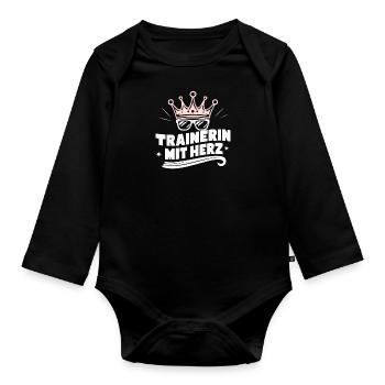 Trainerin mit Herz Coach Dankeschön Fitness Frauen - Baby Bio-Langarm-Body - Schwarz - Vorne