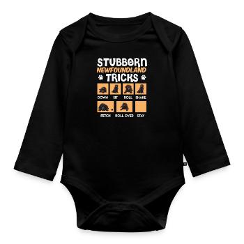 Newfie STUBBORN NEWFOUNDLAND TRICKS Drôle - Body Bébé bio manches longues - noir - Devant