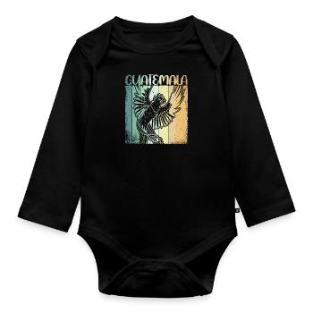 Paradiesvogel Quetazal Antigua Tropisch Guate - Baby Bio-Langarm-Body - Schwarz - Vorne