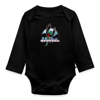 Paradiesvogel Guatemala Quetzal Tropisch Vogel - Baby Bio-Langarm-Body - Schwarz - Vorne