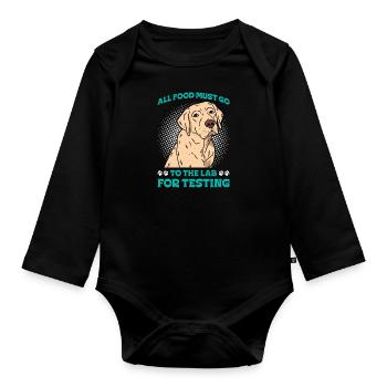 Labrador ALL FOOD MUST GO TO LAB FOR TESTING - Baby Bio-Langarm-Body - Schwarz - Vorne