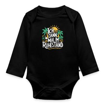 Ruhestand Palmen Rente Abschiedsgeschenk Bald - Baby Bio-Langarm-Body - Schwarz - Vorne