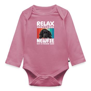Terre-Neuve DÉTENDEZ-VOUS, C’EST UN DÉBUTANT, PAS UN OURS - Body Bébé bio manches longues - mauve - Devant