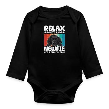 Newfoundland RELAX IT'S A NEWFIE NOT A BEAR - Organic Longsleeve Baby Bodysuit - black - Front