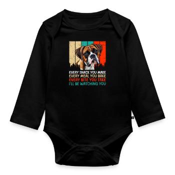 Boxer allemand drôle CHAQUE COLLATION QUE VOUS FAITES Boxer - Body Bébé bio manches longues - noir - Devant