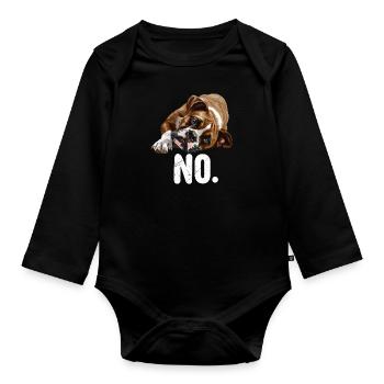 Deutscher Boxer NO Hundebesitzer Lustiges - Baby Bio-Langarm-Body - Schwarz - Vorne