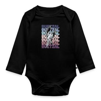 Quetzal Guatemala National Vogel Tropisch Guata - Baby Bio-Langarm-Body - Schwarz - Vorne