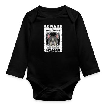 French Bulldog Reward for Catching Funny - Organic Longsleeve Baby Bodysuit - black - Front