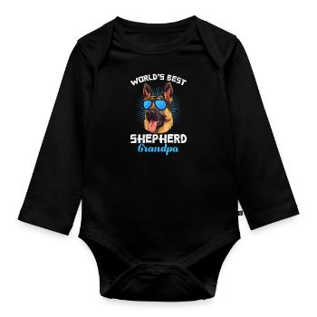 German Shepherd Owner World's Best Shepherd Grandpa - Organic Longsleeve Baby Bodysuit - black - Front