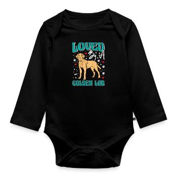 Golden Labrador AIMÉ PAR UNE MAMAN CHIEN GOLDEN LAB - Body Bébé bio manches longues - noir - Devant
