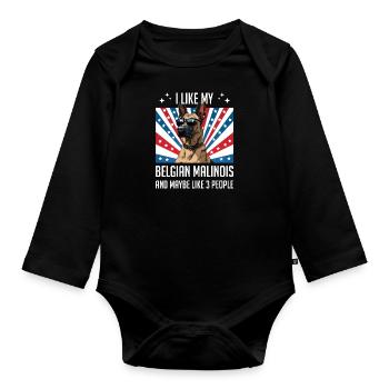 Malinois I LIKE MY BELGIAN MALINOIS Funny - Organic Longsleeve Baby Bodysuit - black - Front
