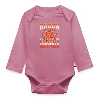 Anti Vegan Bacon is my Favorite Vegetable Funny - Organic Longsleeve Baby Bodysuit - mauve - Front