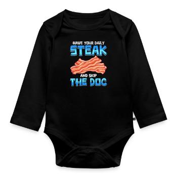 Anti-végétarien Prenez votre steak quotidien Évitez le doc - Body Bébé bio manches longues - noir - Devant