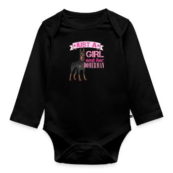 Chien Maman JUSTE UNE FILLE ET SON DOBERMAN Drôle - Body Bébé bio manches longues - noir - Devant