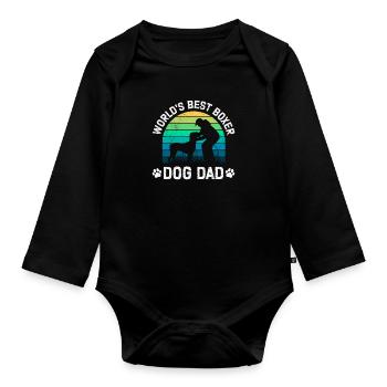 German Boxer WORLD'S BEST BOXER DAD Boxer Fan - Organic Longsleeve Baby Bodysuit - black - Front