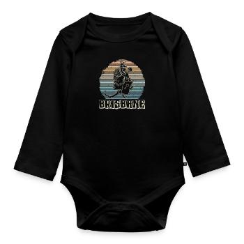 Australien Reise Urlaub Känguru Symbol Urlaub - Baby Bio-Langarm-Body - Schwarz - Vorne