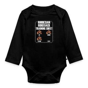 RHODESIAN RIDGEBACK TRAINING SHEET Ridgeback - Baby Bio-Langarm-Body - Schwarz - Vorne