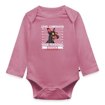Doberman FIDÈLE COMPAGNON VOTRE OMBRE PERSONNELLE - Body Bébé bio manches longues - mauve - Devant