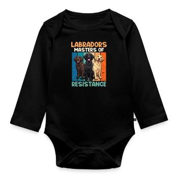 Labradors MAÎTRE DE LA RÉSISTANCE Fun - Body Bébé bio manches longues - noir - Devant