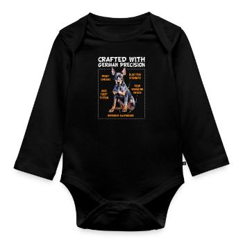 Doberman CRAFTED WITH GERMAN PRICISION Lustiges - Baby Bio-Langarm-Body - Schwarz - Vorne