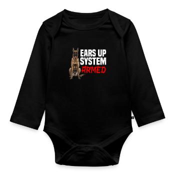 Belgischer Schäferhund EARS UP SYSTEM ARMED - Baby Bio-Langarm-Body - Schwarz - Vorne