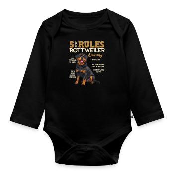 Rottie Besitzer DIE 5 ROTTWEILER REGELN Rottweiler - Baby Bio-Langarm-Body - Schwarz - Vorne