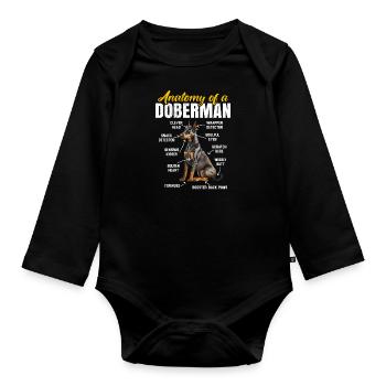 Doberman Besitzer ANATOMY OF A DOBERMAN Lustiges - Baby Bio-Langarm-Body - Schwarz - Vorne