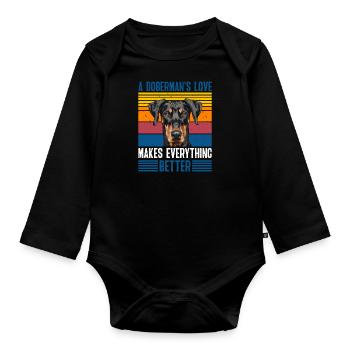 Doberman Owner Vintage A Dobermans Love - Organic Longsleeve Baby Bodysuit - black - Front