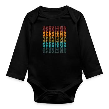 Spanien Sevilla Andalusien Iberische Flagge - Baby Bio-Langarm-Body - Schwarz - Vorne