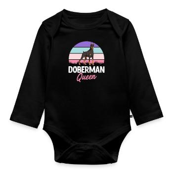 DOBERMAN QUEEN Doberman Hund Besitzerin Cool - Baby Bio-Langarm-Body - Schwarz - Vorne
