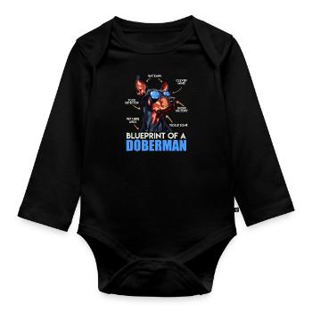 Doberman Owner BLUEPRINT OF A DOBERMAN Funny - Organic Longsleeve Baby Bodysuit - black - Front