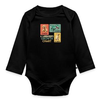 Labrador Liebhaber Labrador WACHSTUMSTABELLE - Baby Bio-Langarm-Body - Schwarz - Vorne