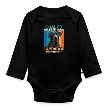 Labrador Hund QUALITY LABRADOR DEPARTMENT Lustig - Baby Bio-Langarm-Body - Schwarz - Vorne