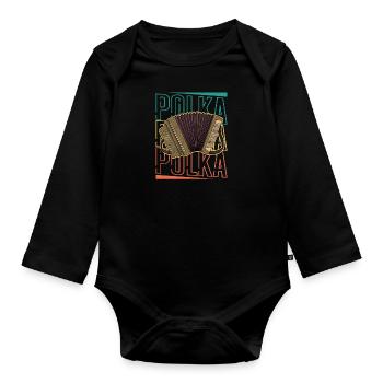 Akkordeon Musiker Volksmusik Musikschule - Baby Bio-Langarm-Body - Schwarz - Vorne
