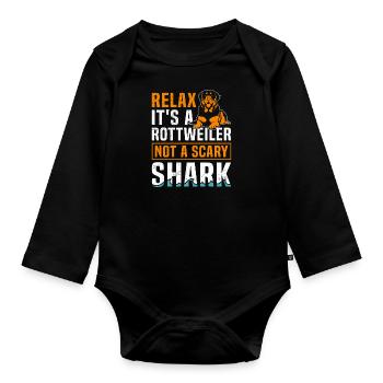 Rottie RELAX IT'S JUST A ROTTWEILER Lustiges - Baby Bio-Langarm-Body - Schwarz - Vorne