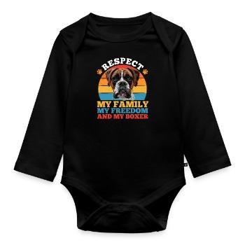 German boxer RESPECT MY FAMILY MY FREEDOM MY - Organic Longsleeve Baby Bodysuit - black - Front
