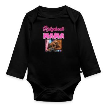 RIDGEBACK MAMA Rhodesian Ridgeback Dog Mom - Organic Longsleeve Baby Bodysuit - black - Front