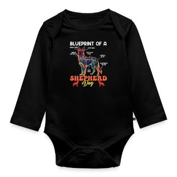 German Shepherd BLUEPRINT OF A GERMAN SHEPHERD Funny - Organic Longsleeve Baby Bodysuit - black - Front